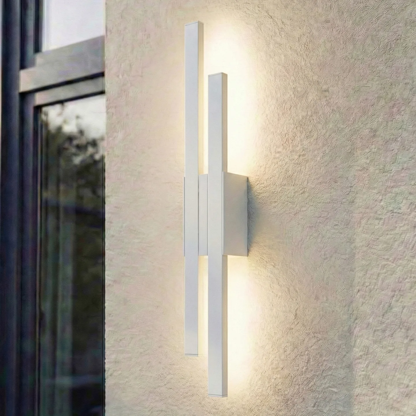 Sakari LED-Außenwandleuchte, Höhe 59 cm, Alu, weiß - Lindby - Terrasse - Modern - Aluminium - Mehrflammig