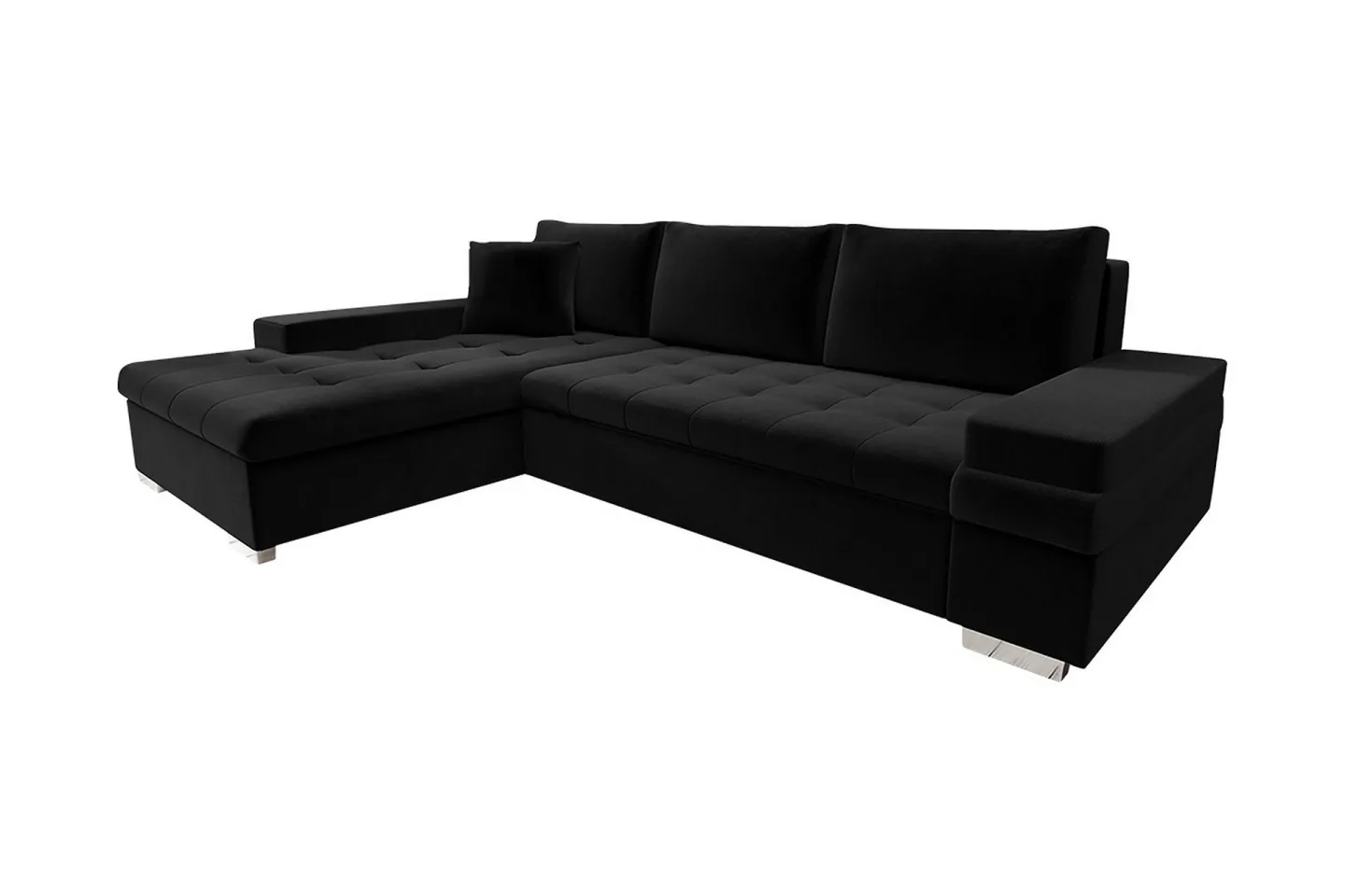 Bäddsoffa med divan - Svart