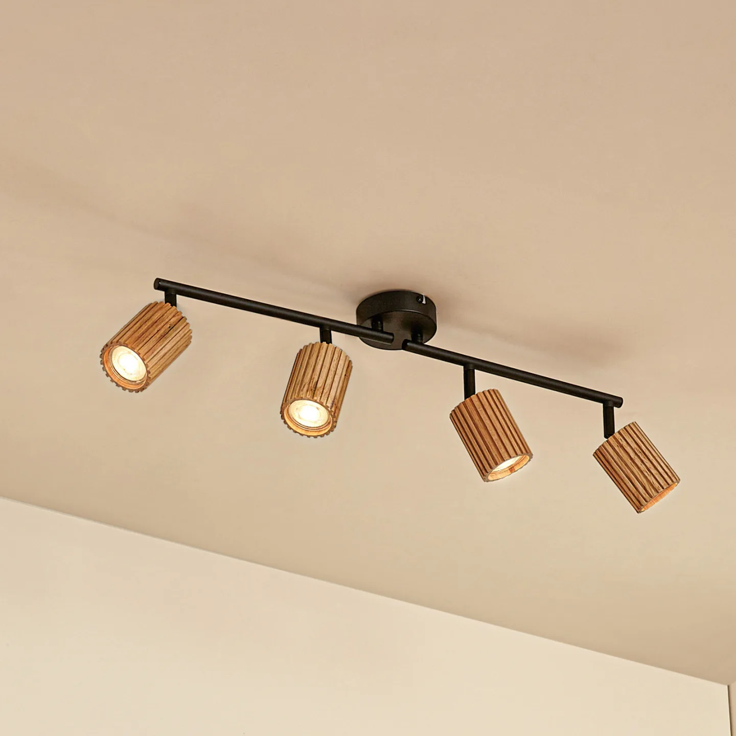 Stralino Deckenstrahler 4-flammig Länge 60 cm Holz - Lindby - Flurbereich - Modern - Mehrflammig