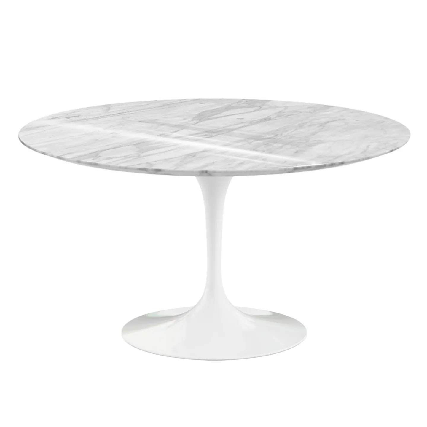 Knoll - Saarinen Round Table - Matbord, Ø 137 cm, Vitt underrede, skiva i glansig Statuarietto marmor - Matbord - Eero Saarinen