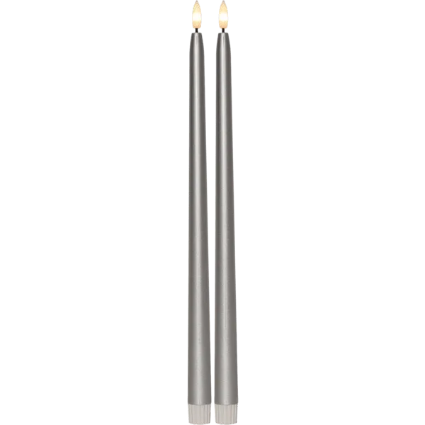 Star Trading - LED Antikljus Flamme Metal 40cm - Batteriljus - Silver
