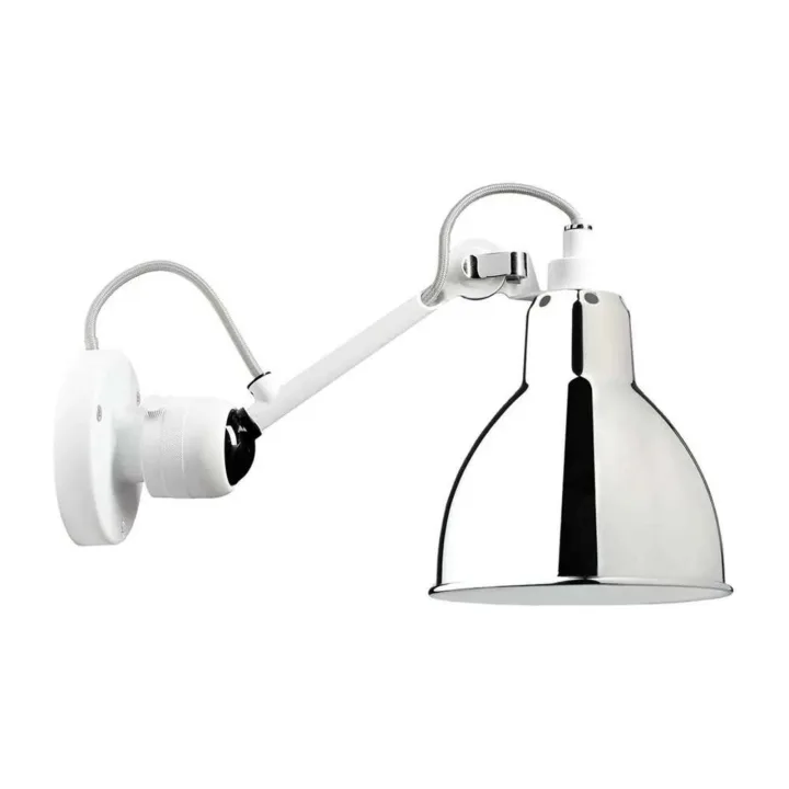 304 Vägglampa Vit/Krom - Lampe Gras - Vardagsrum - Design - Metall