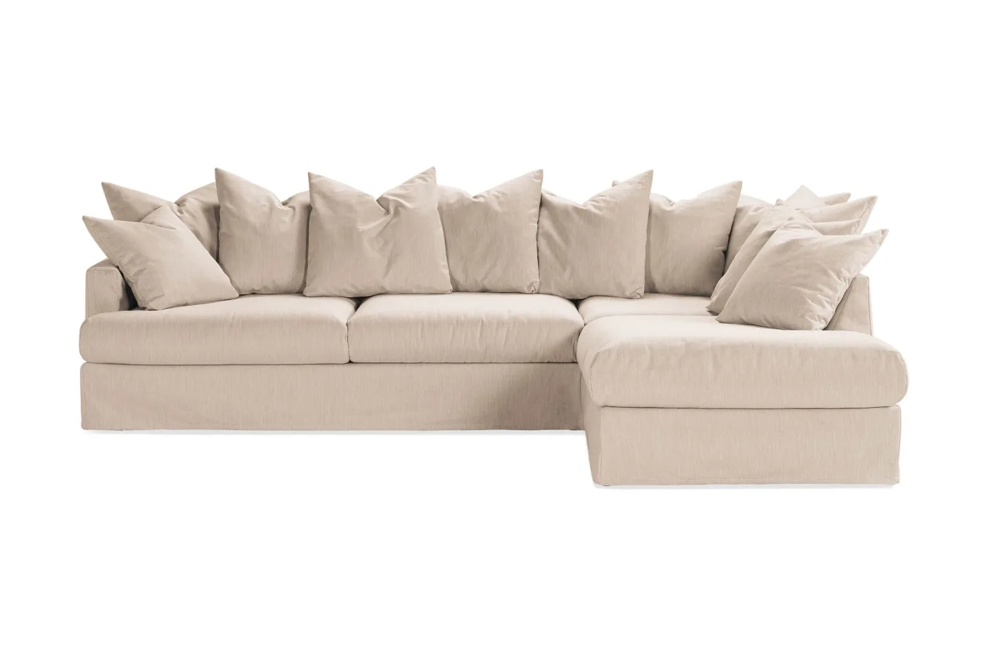 Menard 4-sits Högervänd L-formad Djup Schäslongsoffa i Tyg - Beige