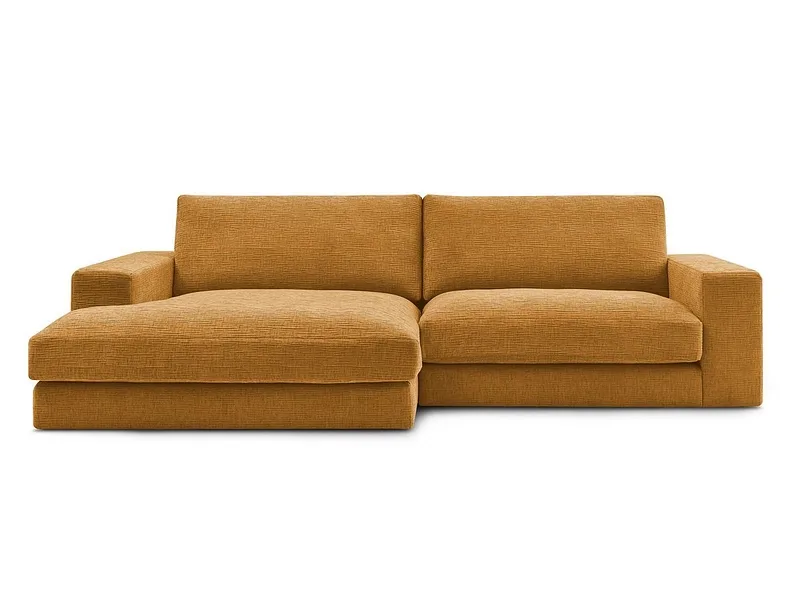 Ecksofa BOBOCHIC LEONARD Stoff mit Textur gelb