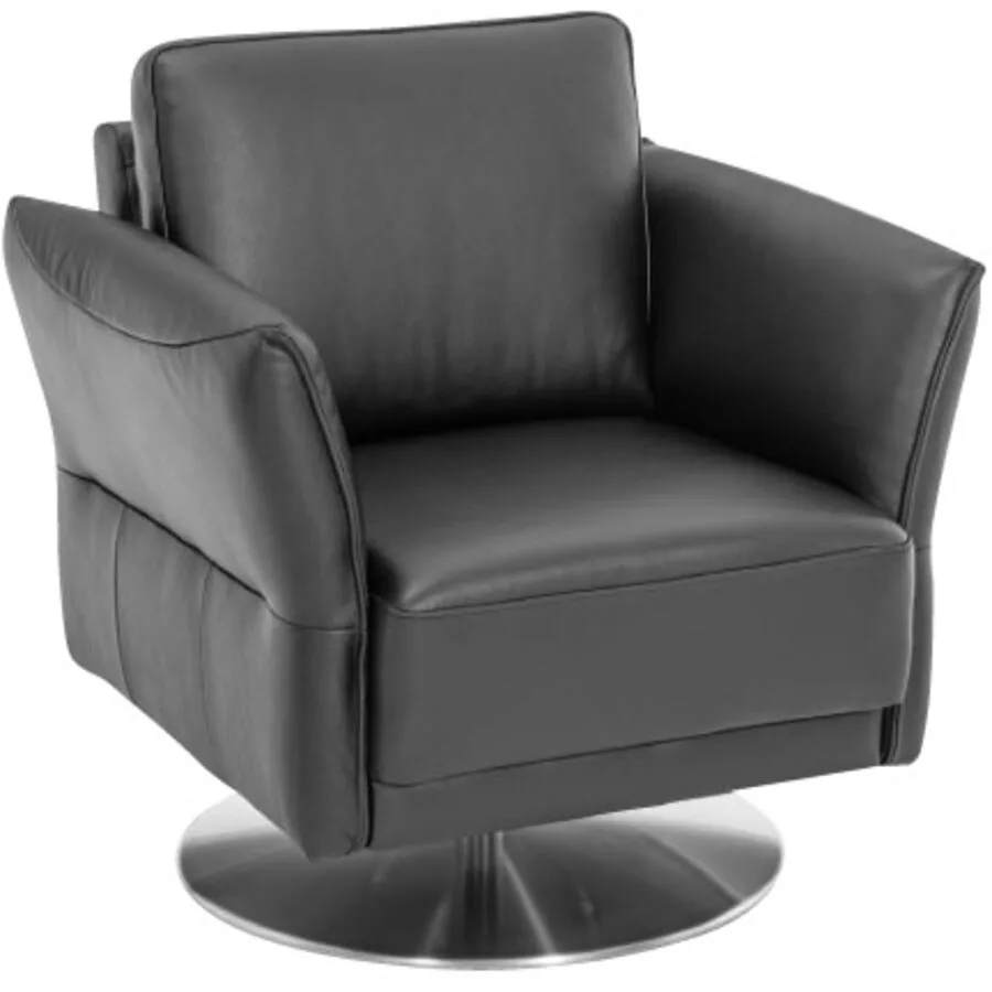 Sessel Julia Schwarz, Silber Echtleder, Metall B 79 T 74 H 85 cm