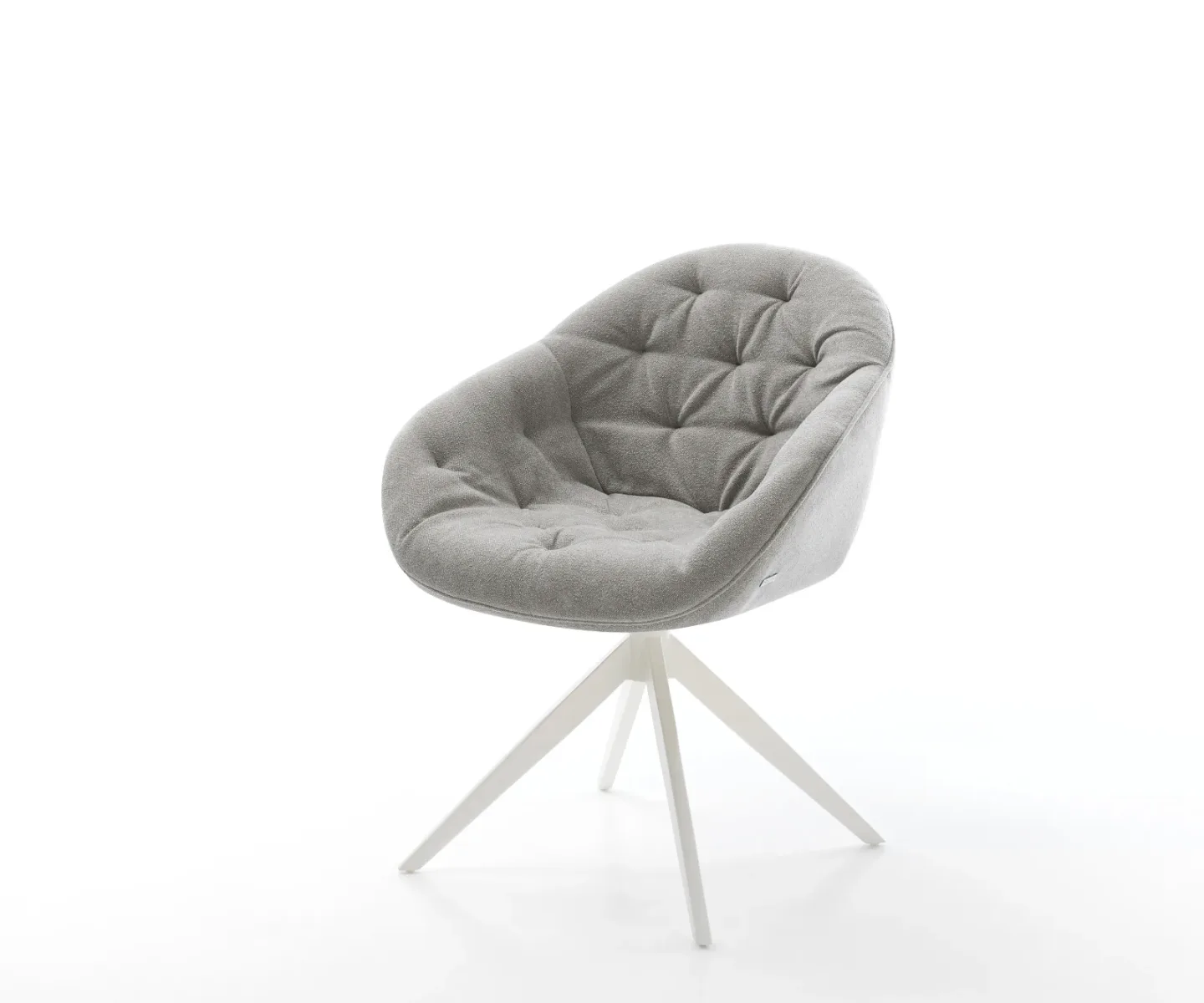 Drehstuhl Gaio-Flex Strukturstoff Soft Grau Kreuzgestell breit Weiß 360° drehbar Wippfunktion