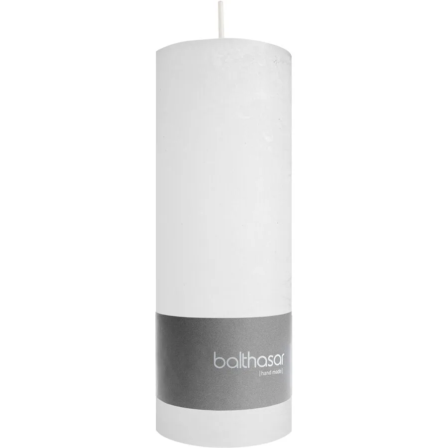 Balthasar Kerze Rustico weiss H18 cm D7 cm, Brenndauer 85h - Material: Wachs
