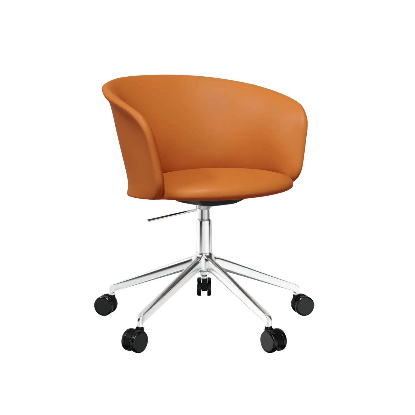 HEM - Kendo Swivel Chair 5-star Castors - Cognac Leather/Polished - Kontorsstolar - Sabine Marcelis,LucidiPevere - Svart - Metall/Trä/Syntetiskt/Skum/Ull