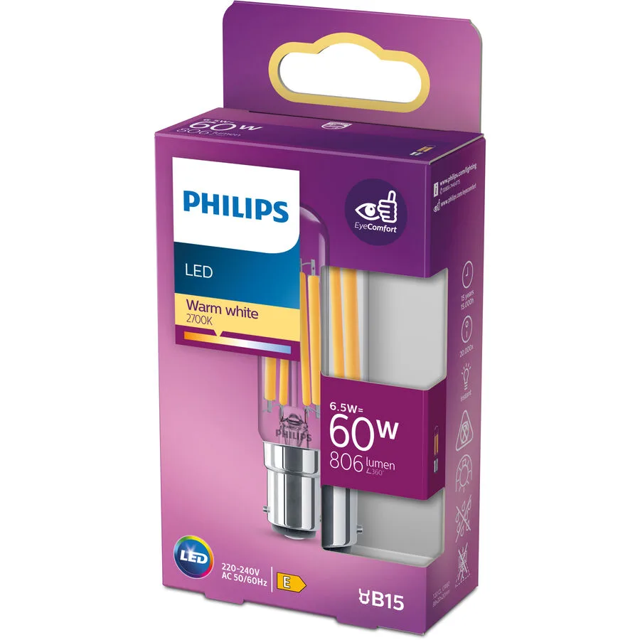 Leuchtmittel Philips Glas B15d 6.5 W - Farbe: Transparent - LED - Lichtfarbe: Extra warmweiss - LED Leuchtmittel