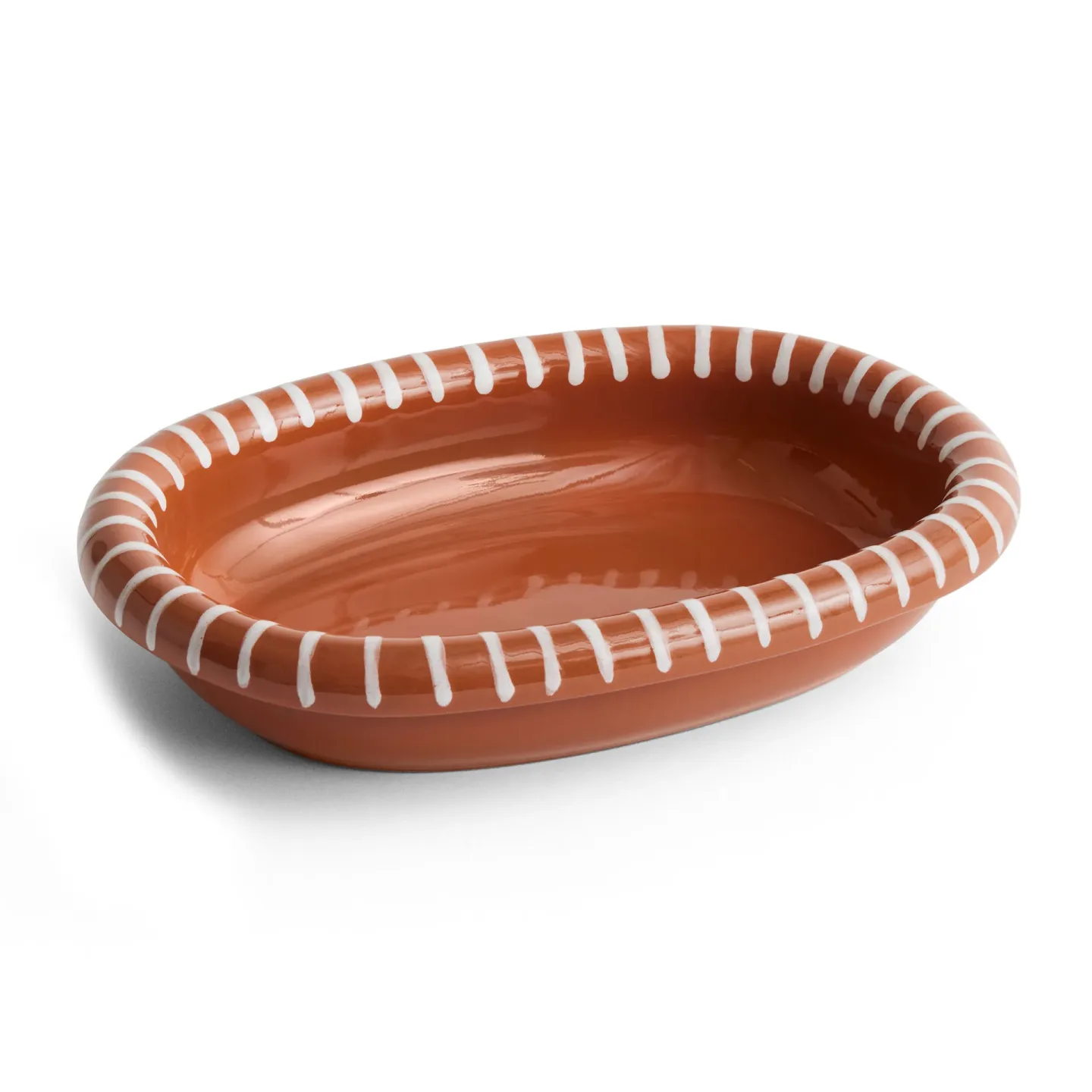 HAY Barro ovale Servierplatte Natural with stripes, small 20x27,5 cm
