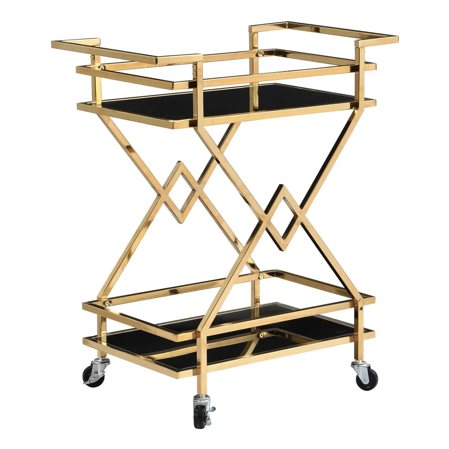 Galeri Serveringsvagn 65 cm - Blankt guld och svart
