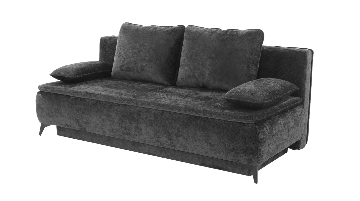 Schlafsofa grau 204 cm mit Bettkasten - Dauerschläfer - LIVENTO