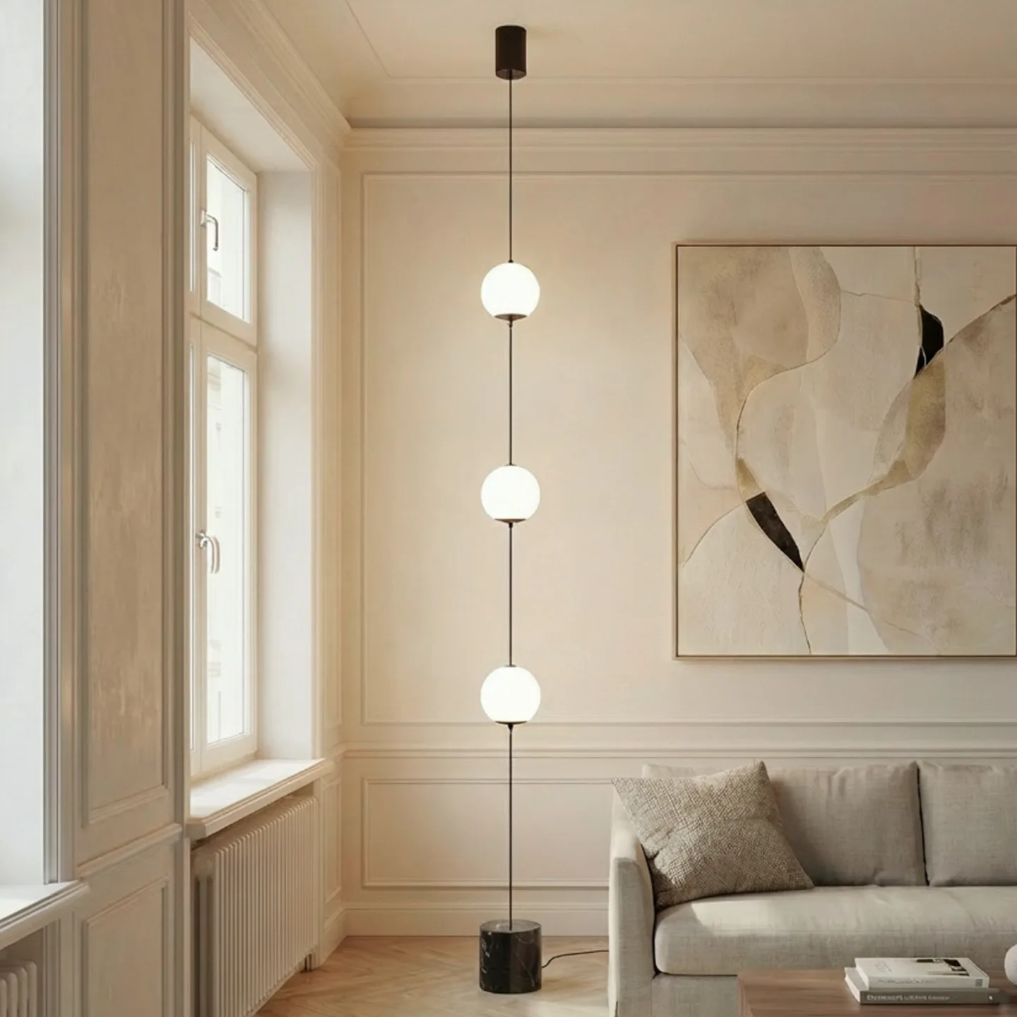 Darrow LED-Stehlampe, schwarz/opal, Glas, dimmbar - Lucande - Wohnzimmer - Modern - Mehrflammig