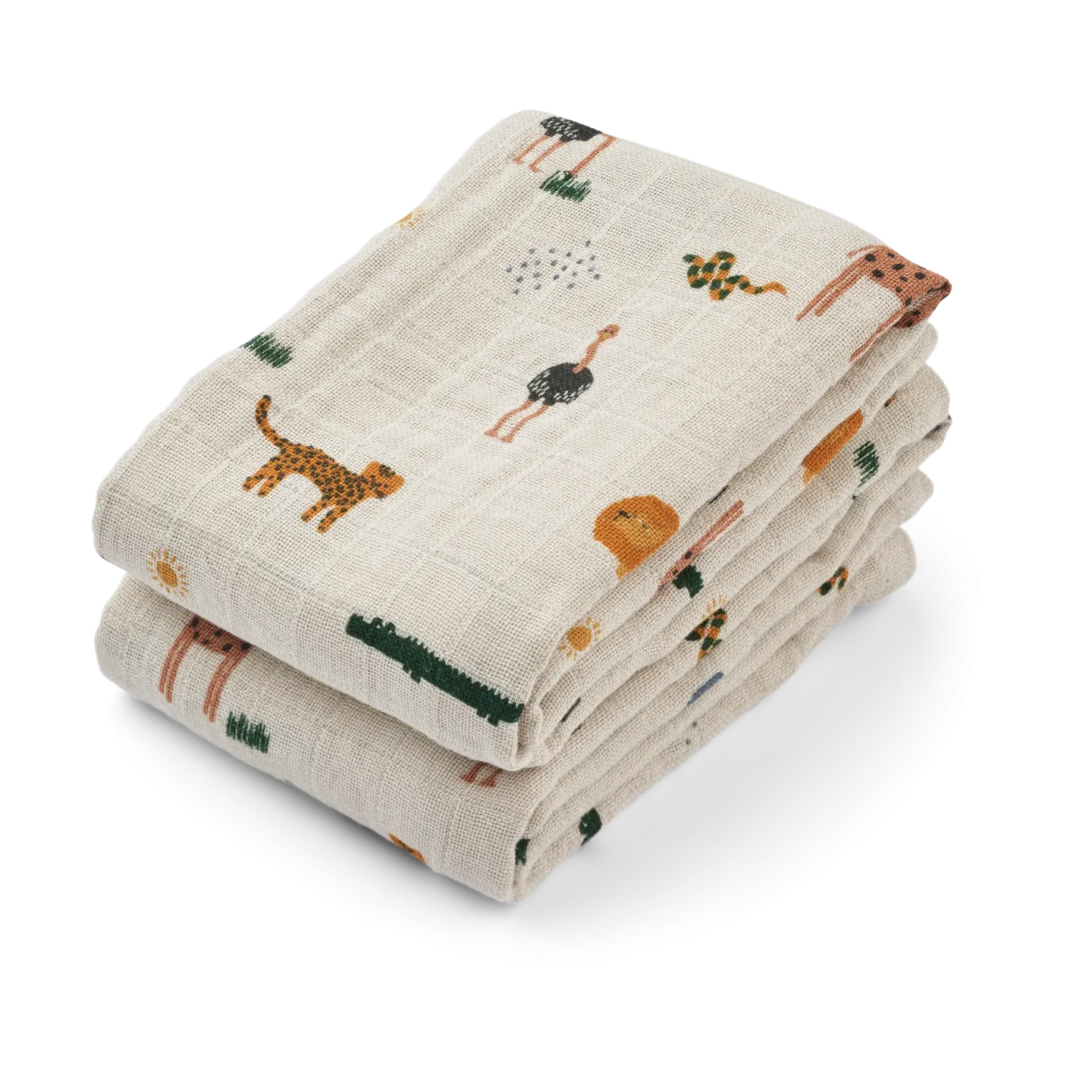 Liewood Lewis muslin Tuch 2er-Pack 65x65 cm Safari sandy mix
