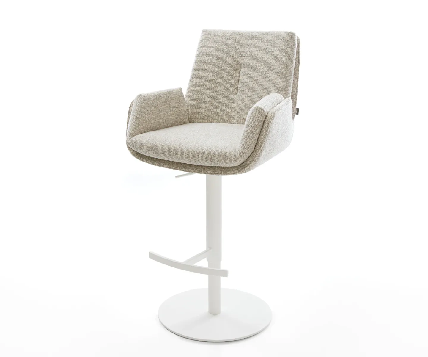 Barstuhl Clea-Flex Webstoff Soft Beige Drehfuß höhenverstellbar Metall Weiß