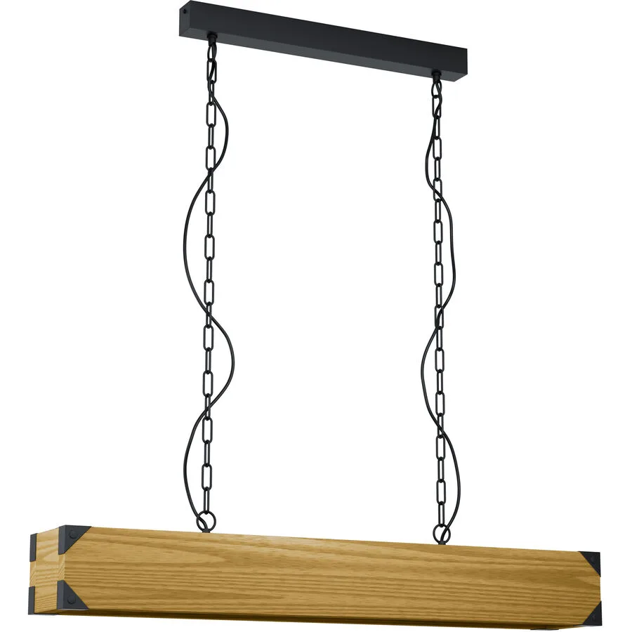 Eglo Pendellampe Harborough Schwarz Stahl/Holz 12.5 cm 110 cm - Material: Holz/Stahl