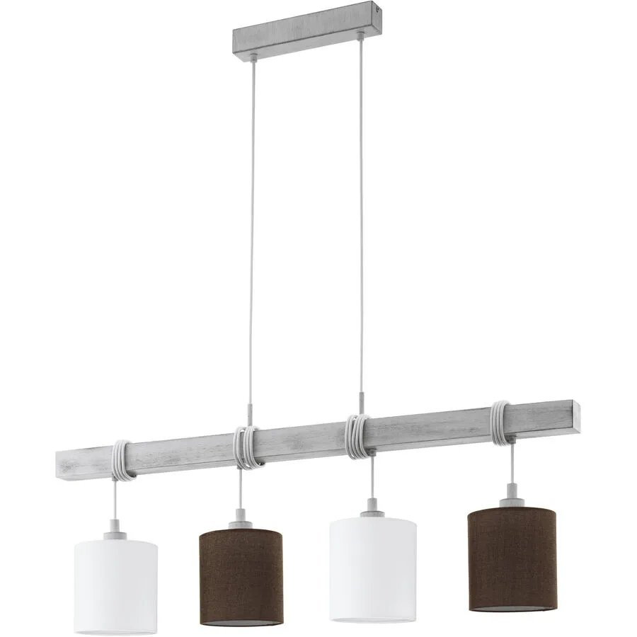 Eglo Pendellampe Townshend 2 Braun/Weiss Stahl/Holz 15 cm 110 cm - Farbe: weiss/braun - Material: Holz/Stahl