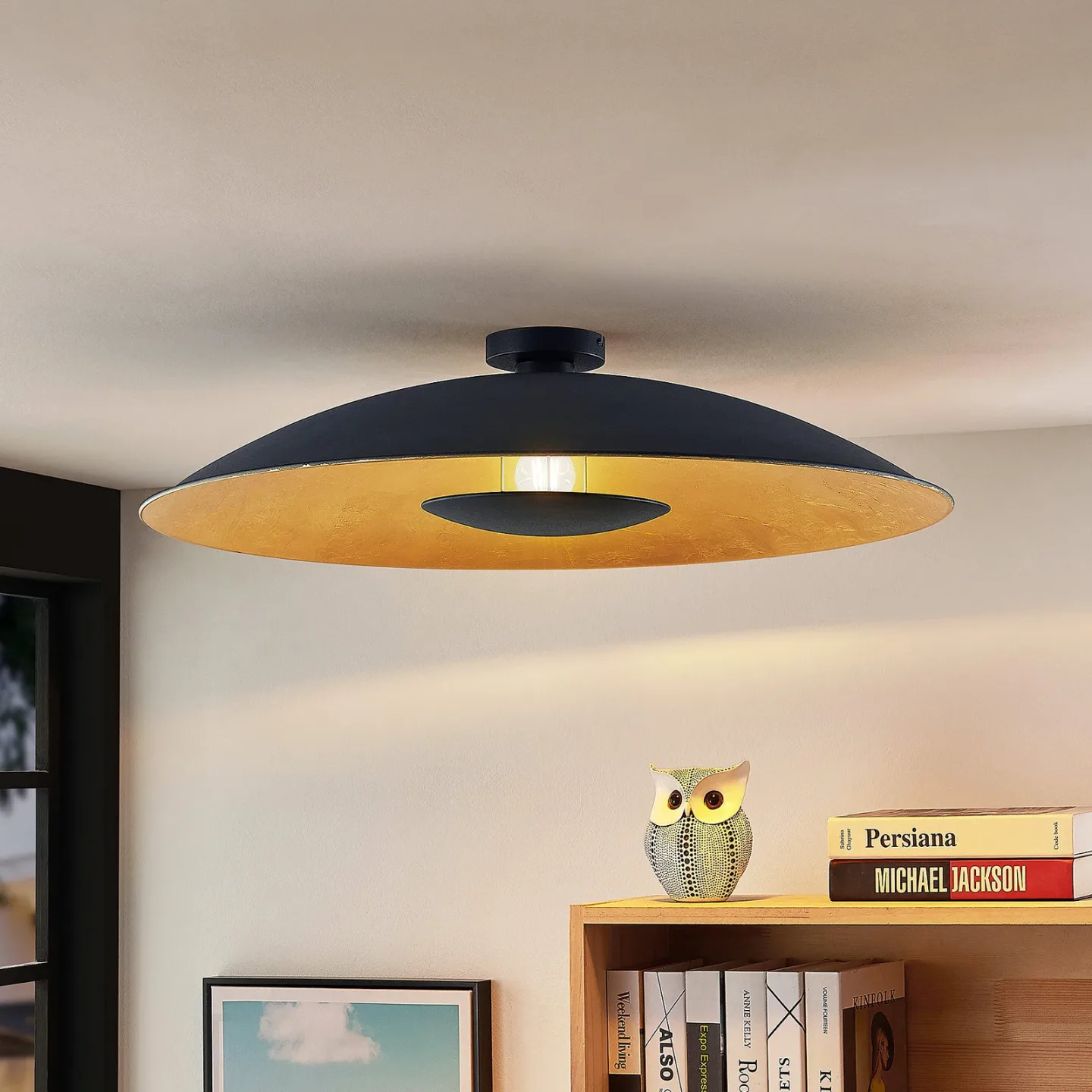 Narisara Deckenleuchte Ø80 Black/Gold - Lindby - Wohnzimmer - Modern - Metall - Rund