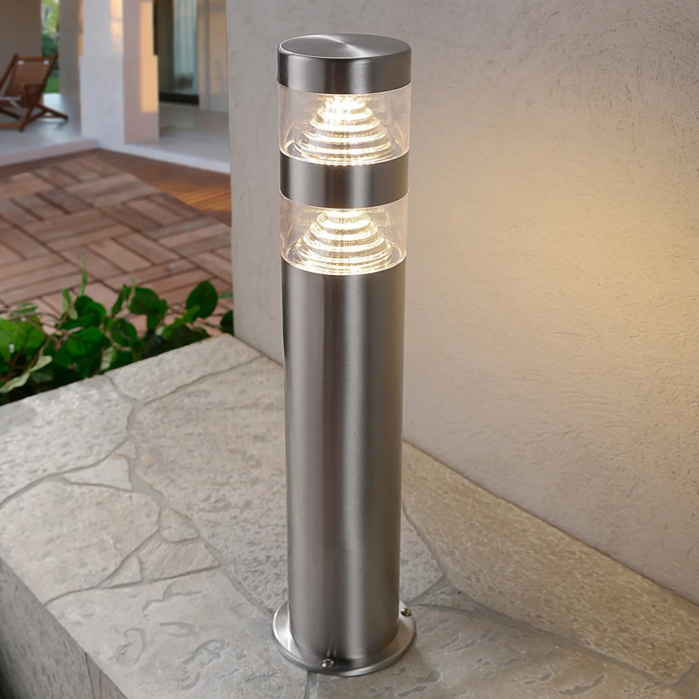 Lanea 40 Gartenleuchte Steel - Lindby - Terrasse - Modern - Edelstahl - Einflammig