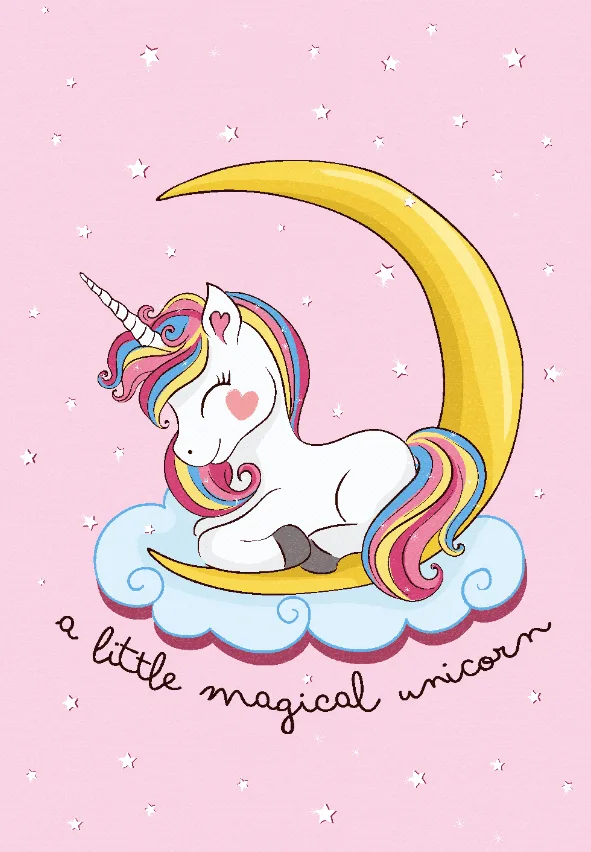 Barneteppe - Magical Unicorn (rosa) (Størrelse: 120 x 170 cm)