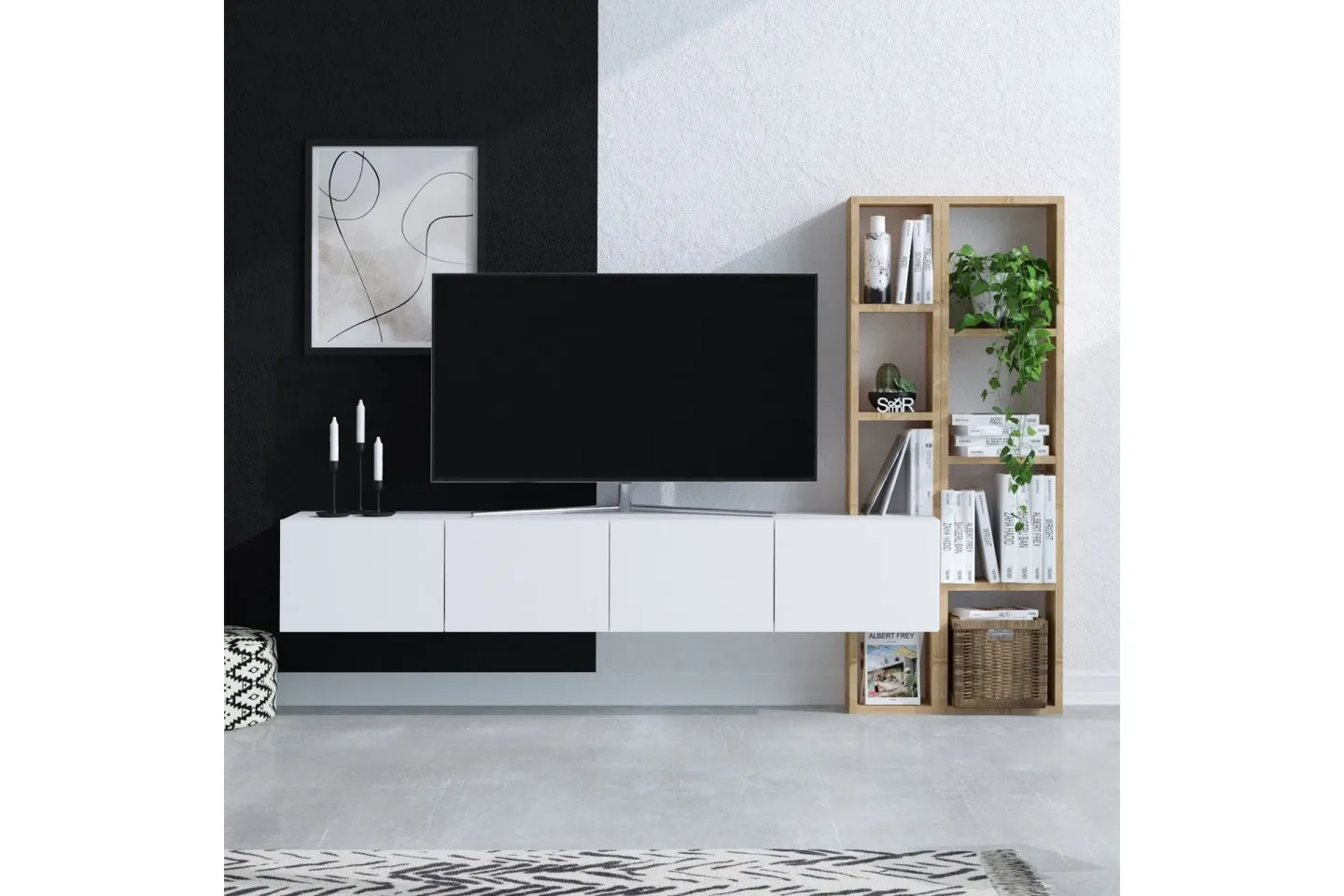 Pana Tv-möbelset 182x32 cm Vit/Brun - Hanah Home