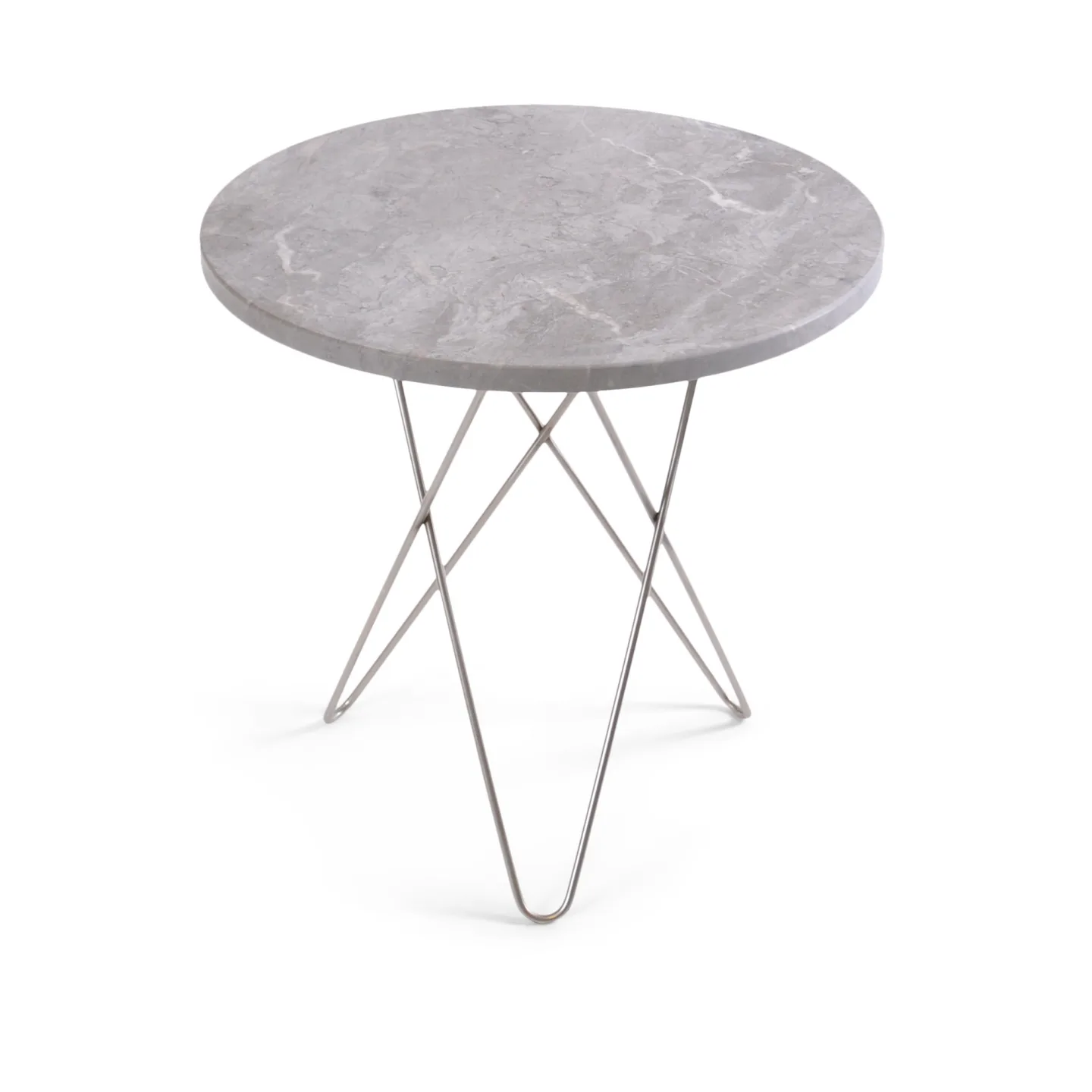OX Denmarq - Tall Mini O Table, Stainless Steel Frame, Top: Grey Marble - Sidobord - Dennis Marquart - Svart - Metall/Sten