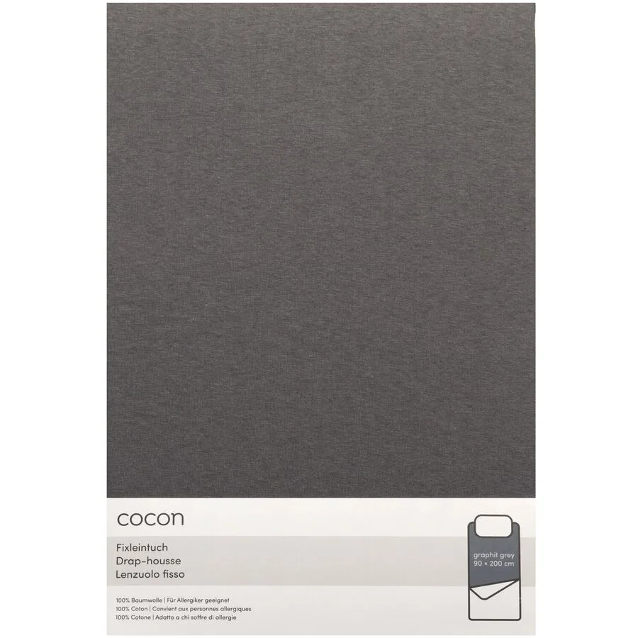 Fixleintuch COCON Graphit Baumwolle 90 x 200 cm - Material: Jersey
