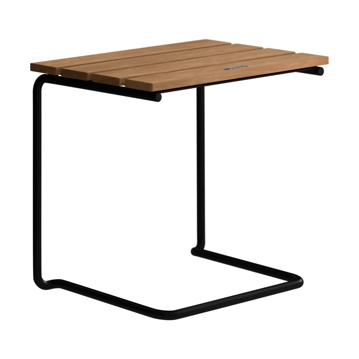 Grythyttan Stålmöbler A3 Tisch/Fußhocker Teak-schwarzes Stahlgestell