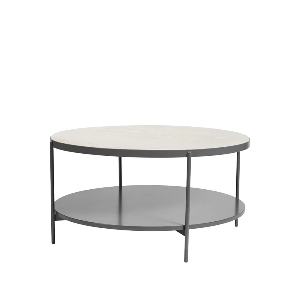 SMD Design Lene Couchtisch Grau, Eschenfurnier weiß pigmentiert