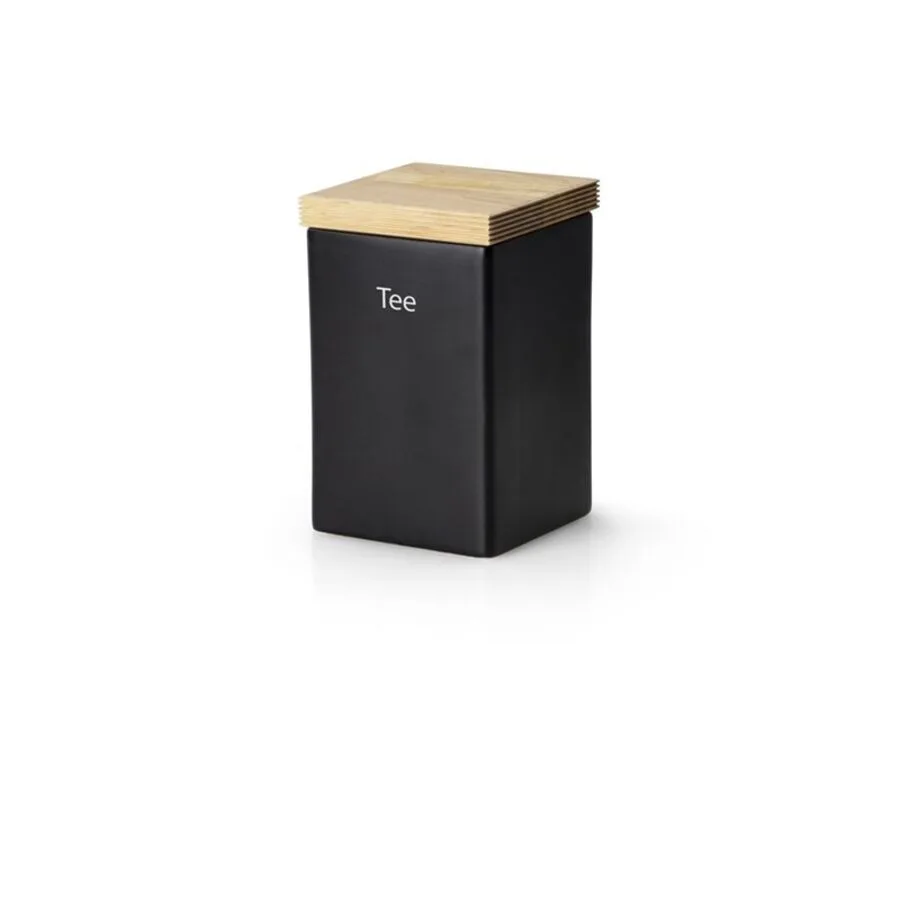 Vorratsdose Continenta Schwarz Keramik/Holz 10 cm 16.5 cm