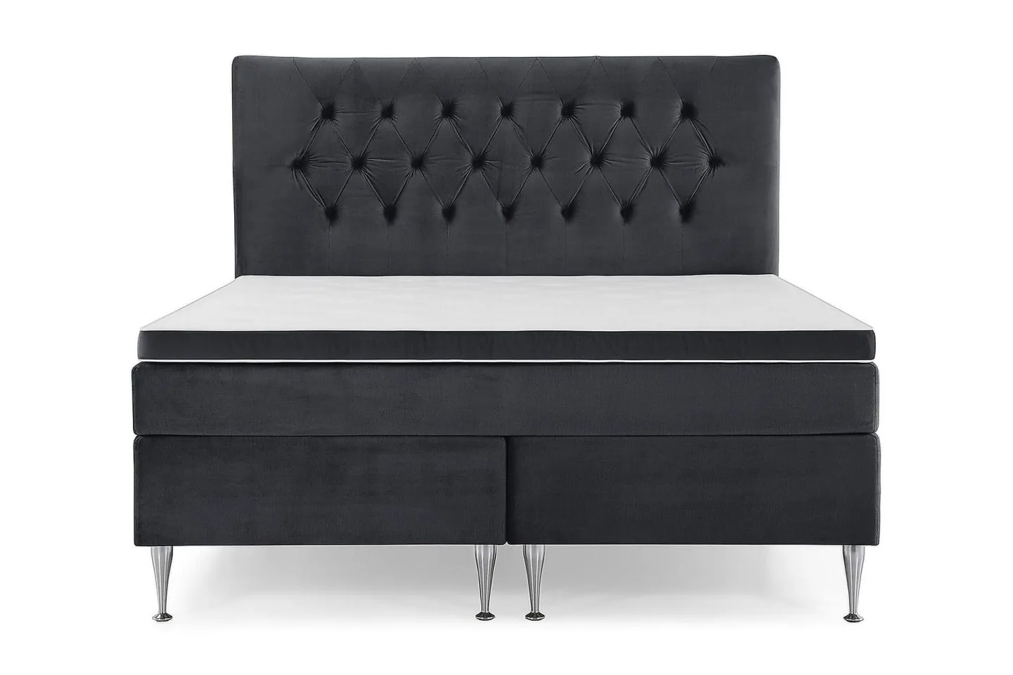 Royal Velvet Komplett Sängpaket Sammetssäng 180x200 cm - Svart med höga silverben