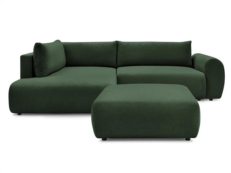 Ecksofa mit Hocker BOBOCHIC LUCIEN Stoff grün