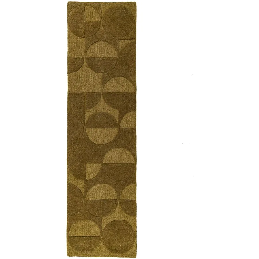 Teppich Gabby Olivgrün Symmetrie 100% Wolle 60 x 230 cm