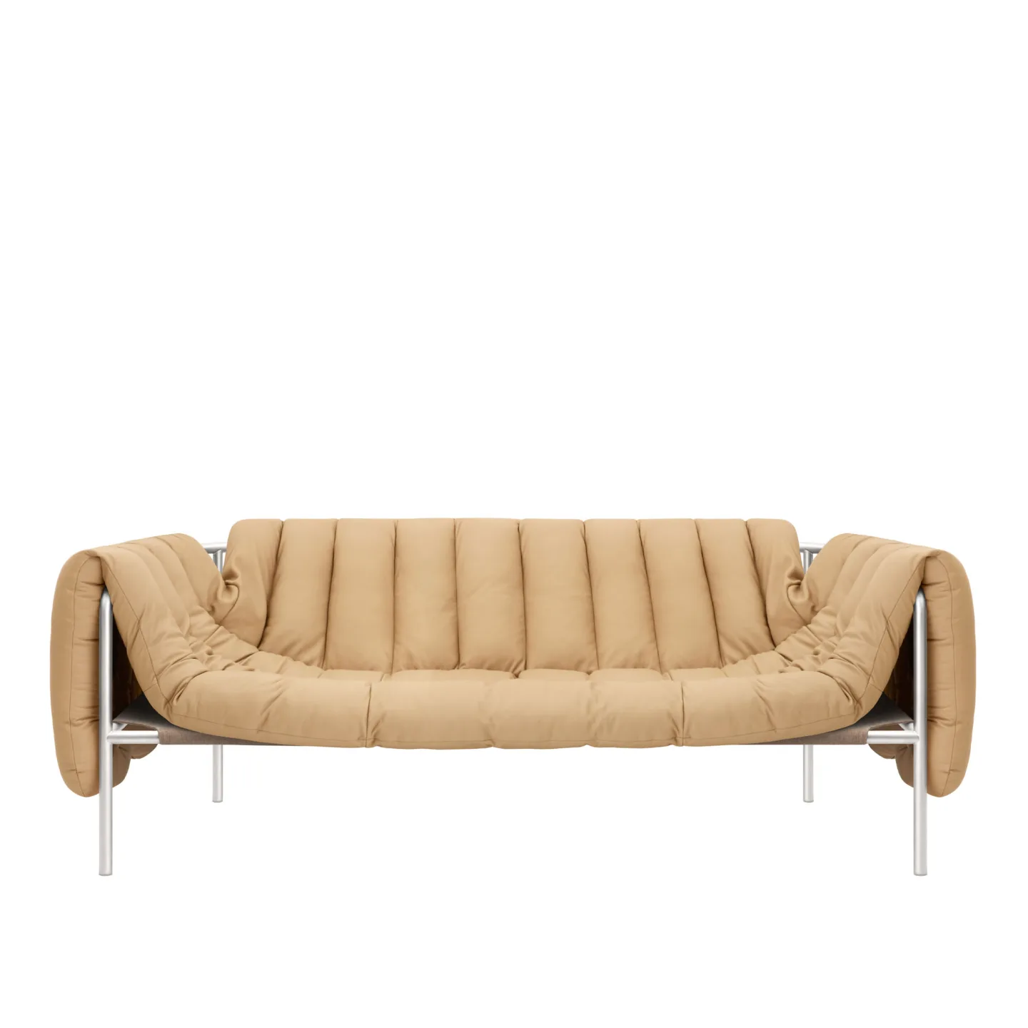 HEM - Puffy 2.5-seater Sofa Sand Leather/Stainless - Soffor - Flerfärgad - Läder/Metall