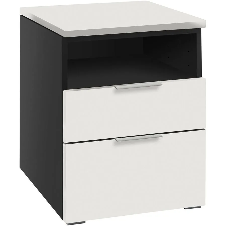Hasena Nachttisch Reinhold Anthrazit, Weiss MDF B 45 H 55 cm