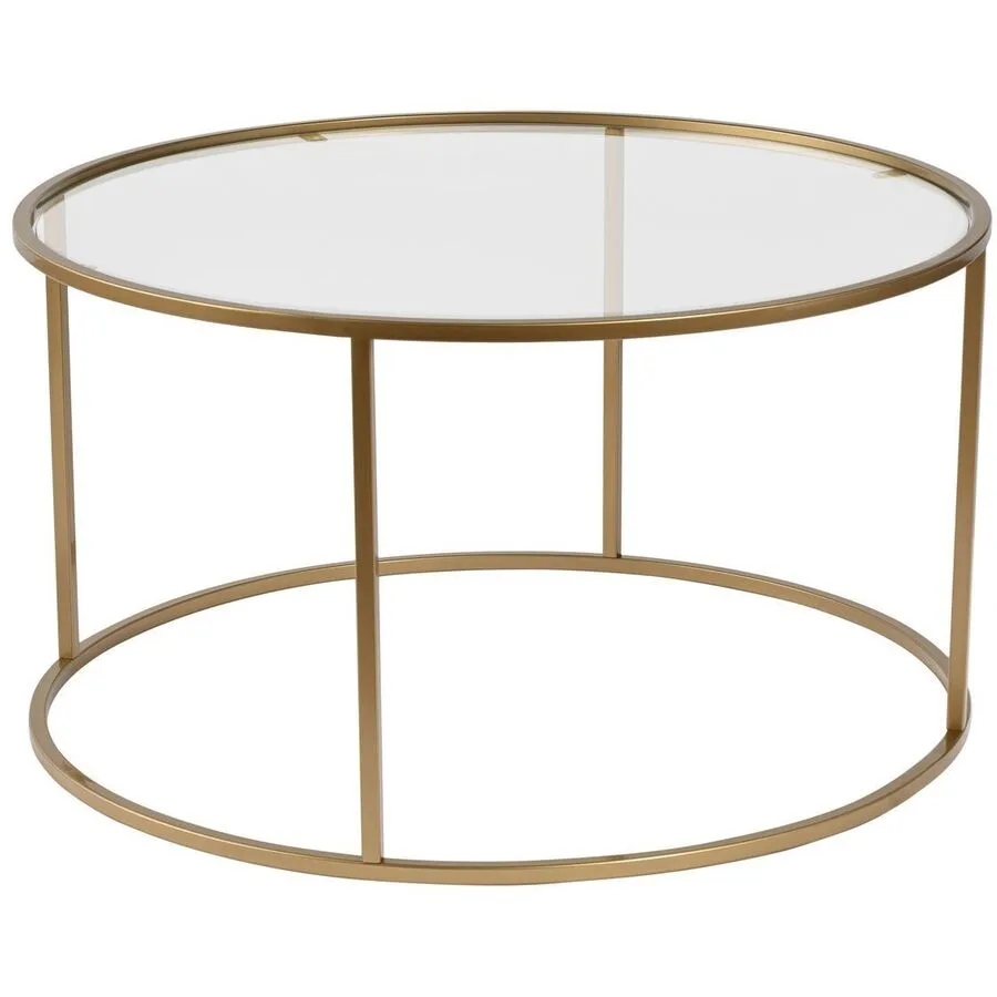 Salontisch Georis Gold/Transparent Glas/Metall 80 cm