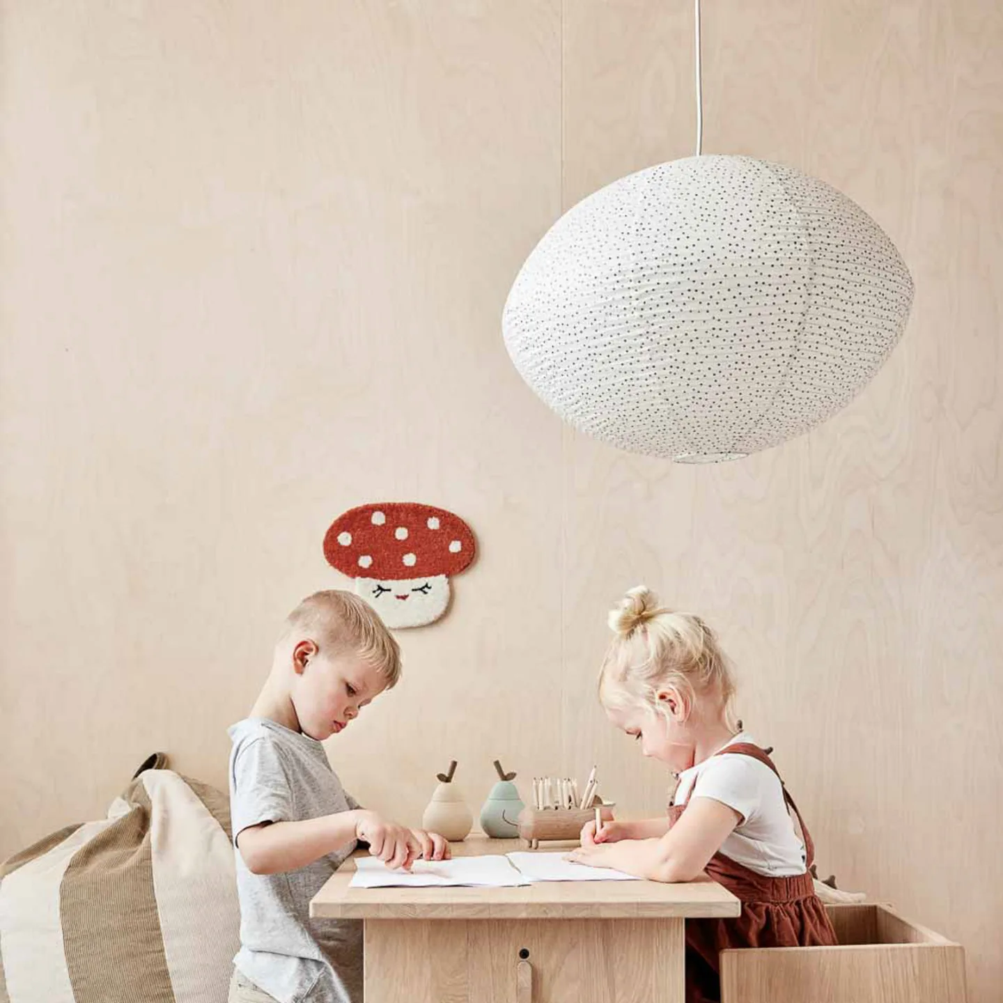 Moyo Lampenschirm, weiß/Punkte, Ø 41 cm - OYOY Living Design - Papier / Karton - Rund