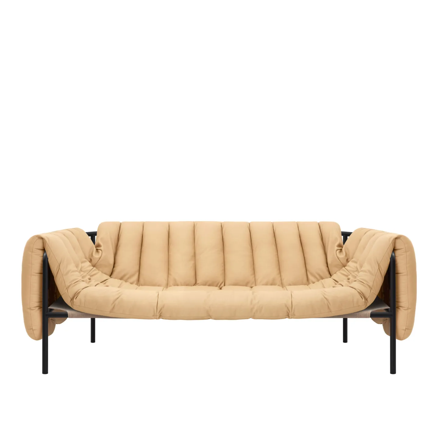 HEM - Puffy 2.5-seater Sofa Sand Leather/Black Grey - Soffor - Flerfärgad - Läder/Metall