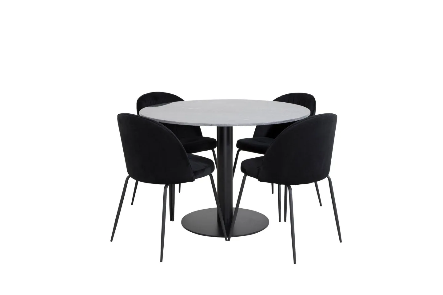 Estelle Matgrupp 106 cm Rund med 4 Wrinkles stolar - Svart