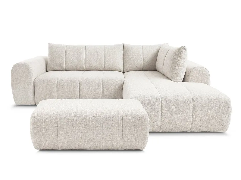 Ecksofa mit Hocker BOBOCHIC NESTY Stoff chiniert beige