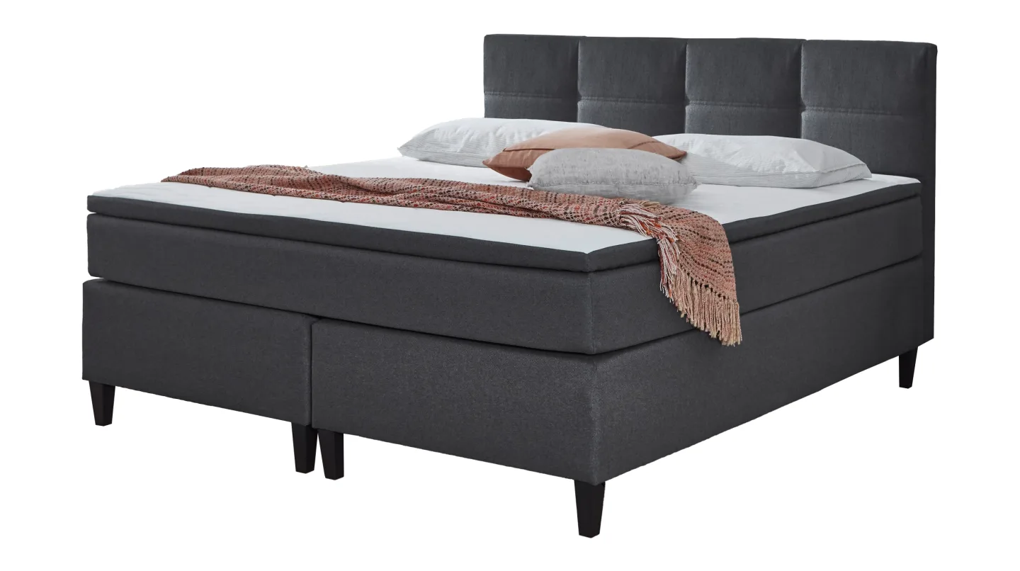 Boxspringbett 180 x 200 cm anthrazit Stoffbezug - MONTREAL