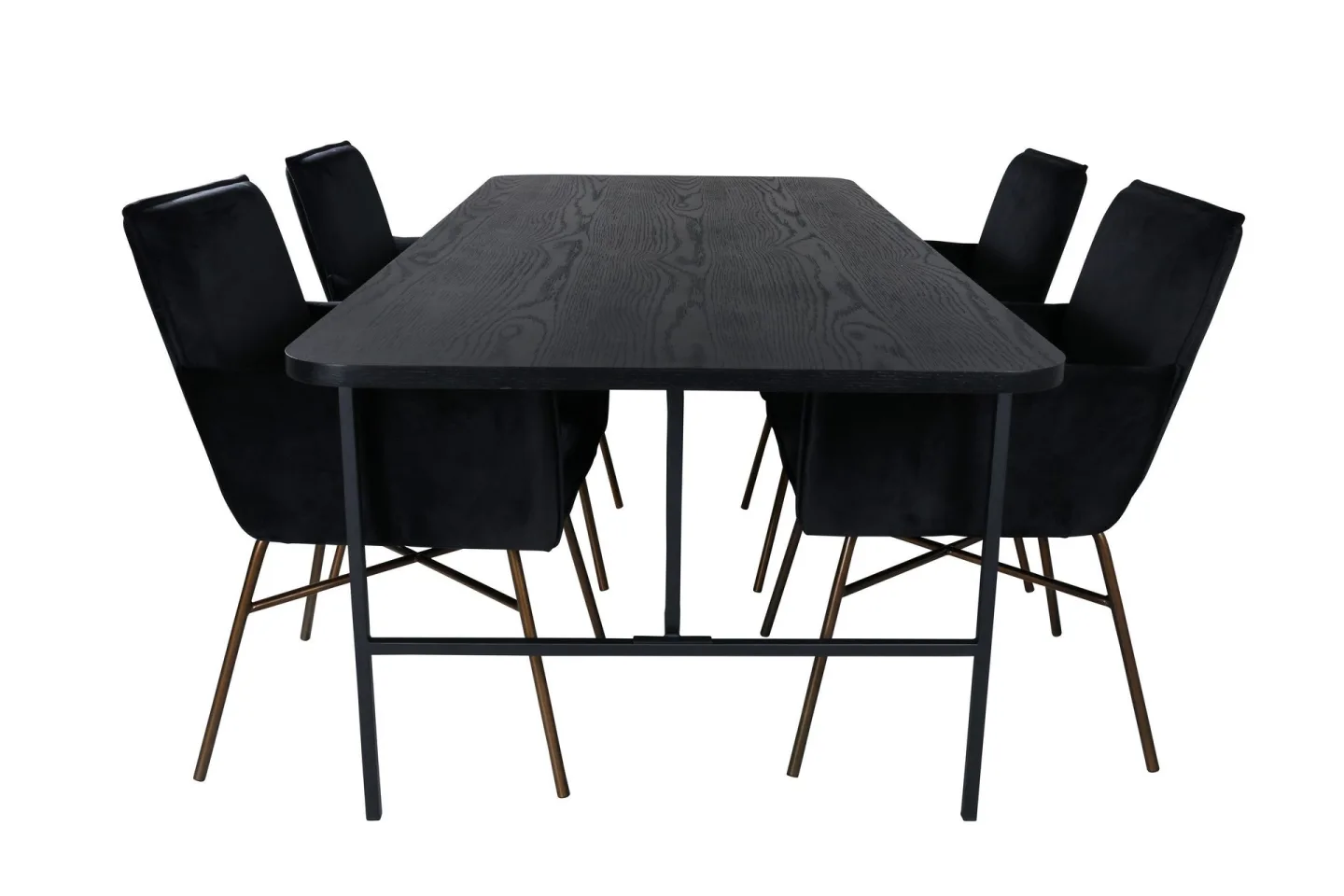 Unos Matgrupp 200 cm Rektangulär med 4 Petra stolar - Svart