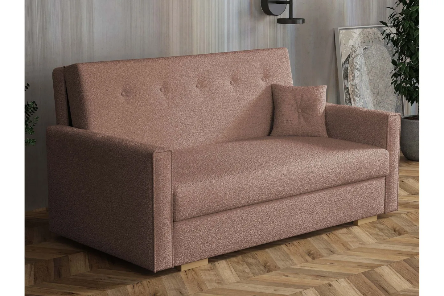 Ajiz Bäddsoffa 3-sits i Bouclé - Rosa