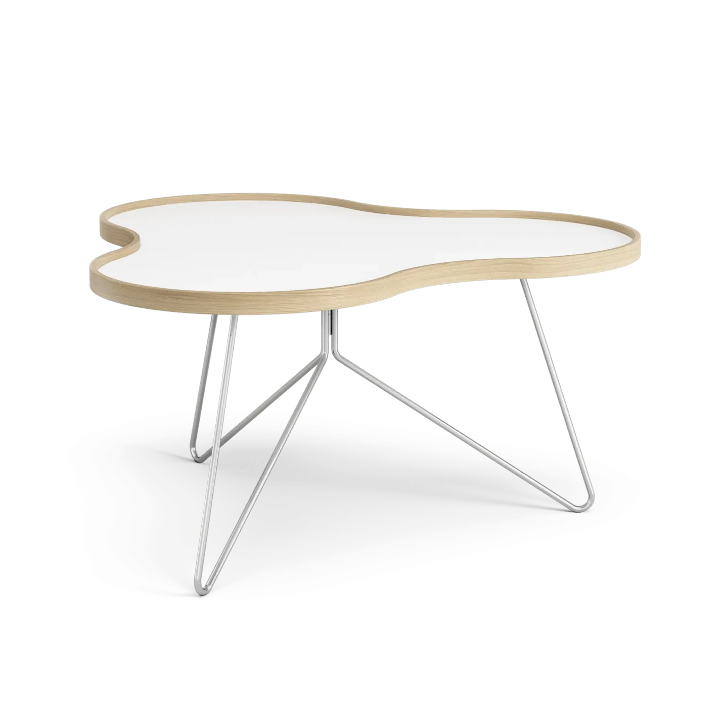 Swedese Flower Tisch 84 x 90cm 45 cm-Weiß-Eichenkante-Chromgestell