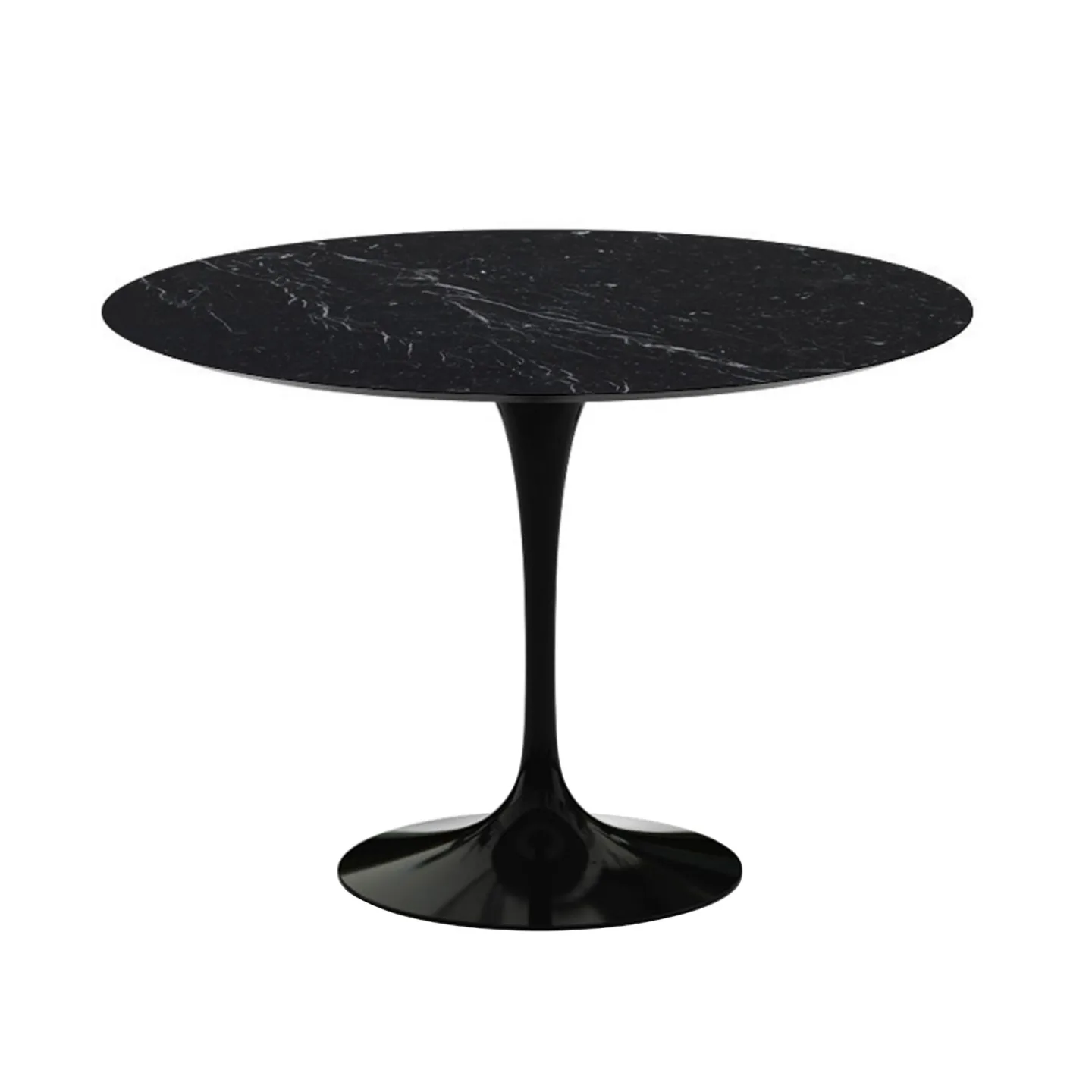 Knoll - Saarinen Round Table - Matbord, Ø 107 cm, Svart underrede, skiva i matt svart Marquina marmor - Matbord - Eero Saarinen - Svart - Metall/Sten