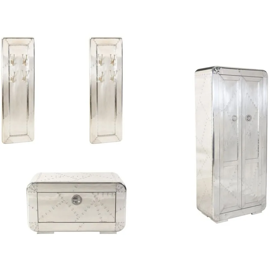 Garderobenmöbel-Set Air silber MDF, Alubeschlag B 85 T 40 H 45 cm