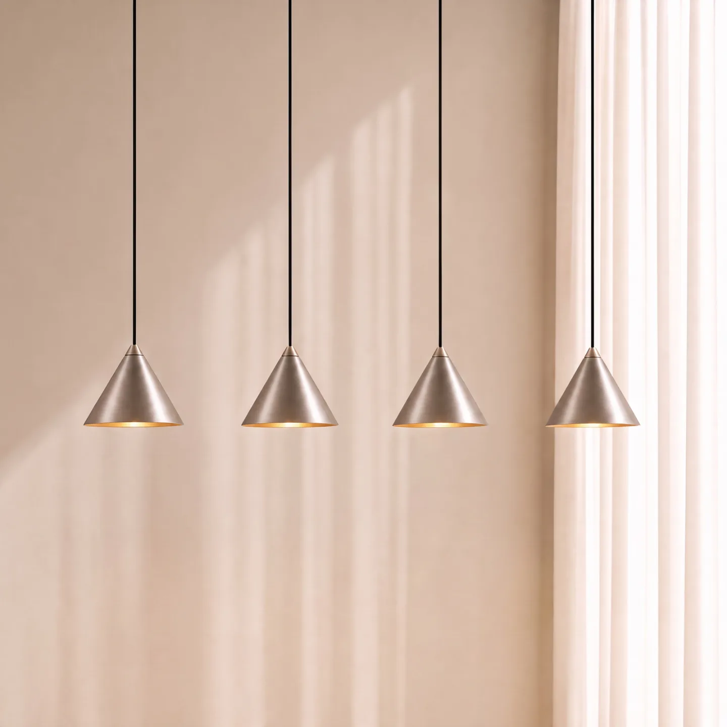 Rhodes LED-Hängeleuchte, 4-flammig, nickel, Länge 82 cm - Lucande - Wohnzimmer - Modern - Metall - Mehrflammig