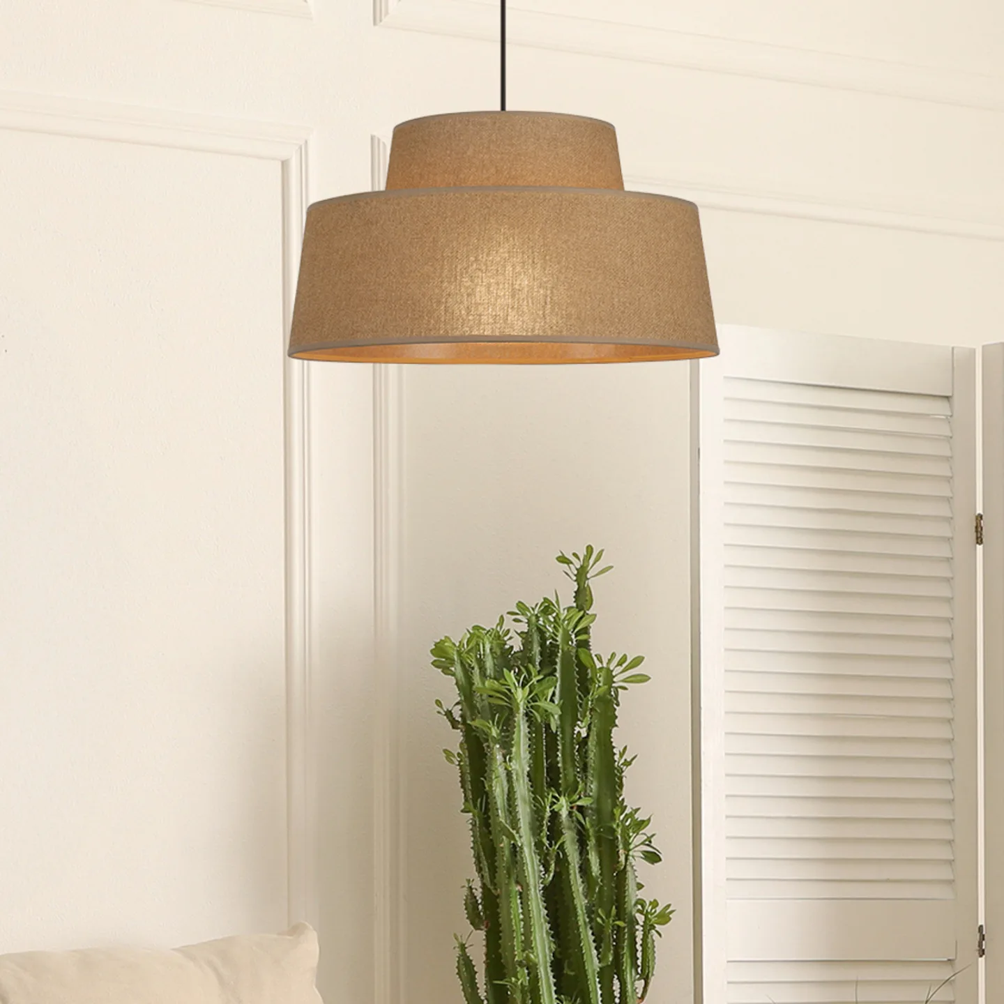 Mallorca Hängeleuchte havanna Ø 38 cm Papier - Corep SAS - Wohnzimmer - Papier / Karton - Mit Schirm
