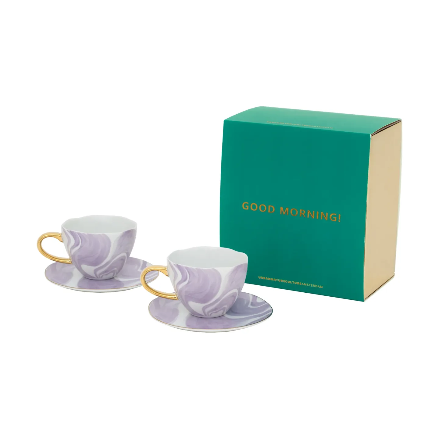 URBAN NATURE CULTURE Good Morning Geschenkset Cappuccino Tasse & Untertasse 2er-Pack Valuri violet
