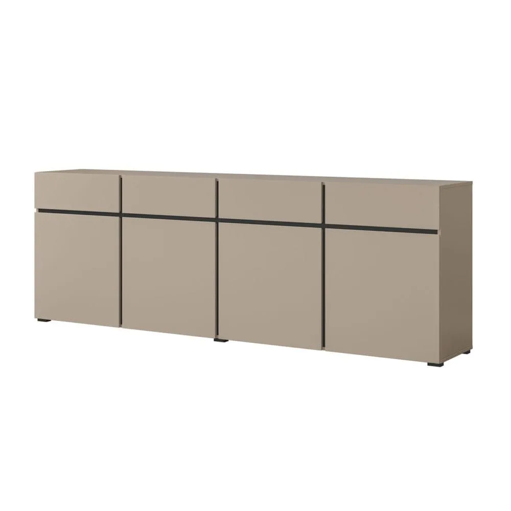 Sideboard Cross 4 dörrar med 4 lådor - Kongo - Svart